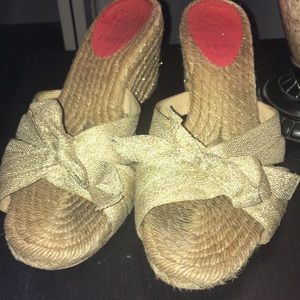 Christian Louboutin Gold Wedges